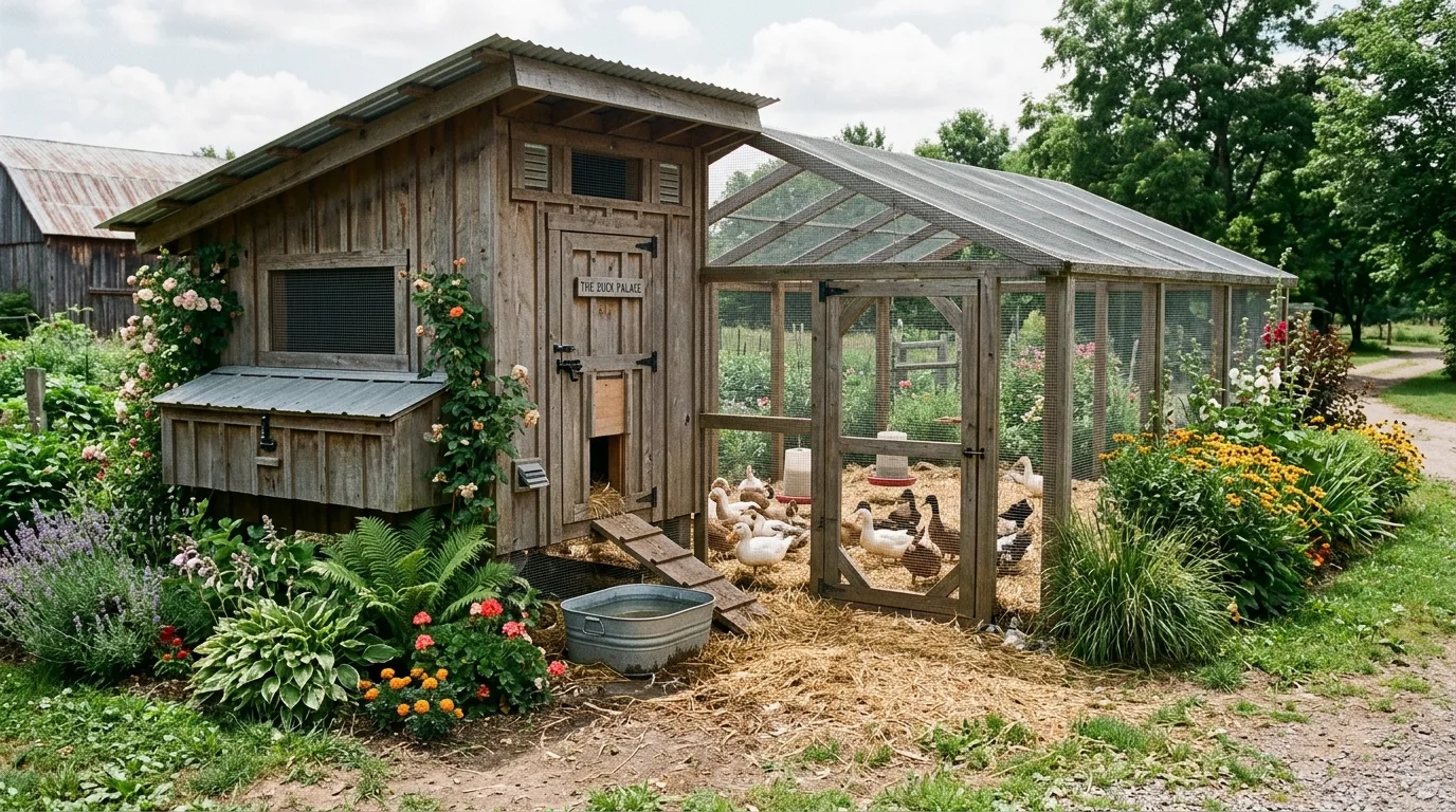 Large Duck Coop With Slanted Roof